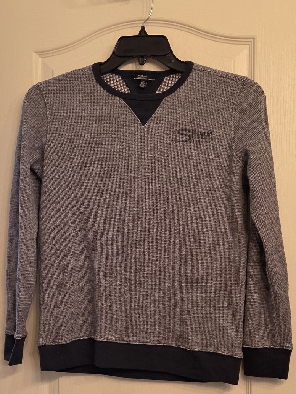 Silver Jeans Gray Waffle Knit Crewneck Sweatshirt KIDS XL